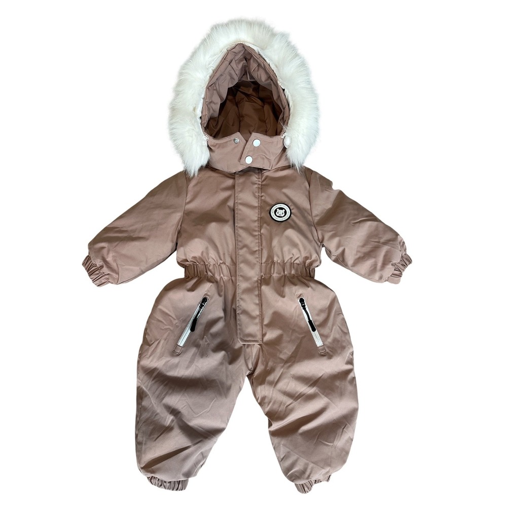 Kids Insulated Winter Snowsuit Hood Fleece Lined Mauve One-Piece 18-24 mths NWOT